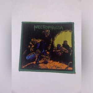 NECROPHAGIA, SEASON OF THE DEAD, GREEN BORDER, SEW ON WOVEN PATCH